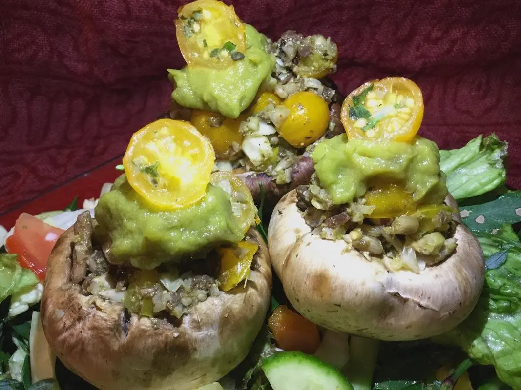 Raw vegan stuffed mushrooms