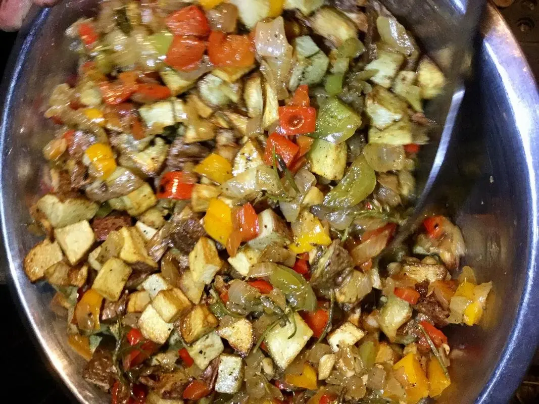 Home fried potatoes with onion and peppers