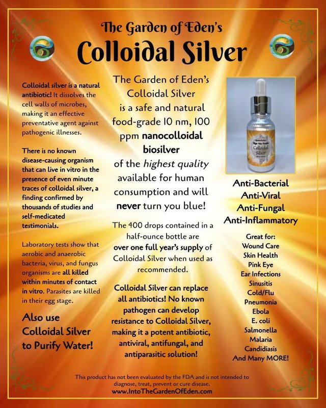 The Garden of Eden Colloidal Silver display